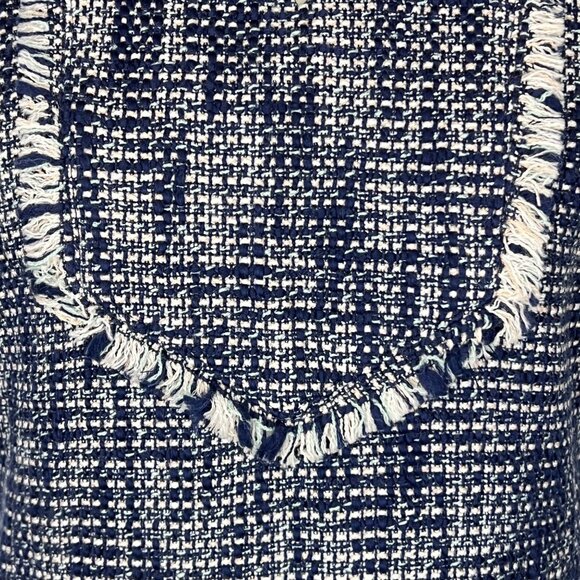 Sail to Sable STS Womens Tweed Fringe Dress Blue White Short Sleeve size 2 - Picture 5 of 12
